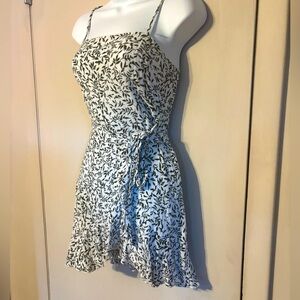 Princess Polly Green & White vine Leaf Print Dress with tie front